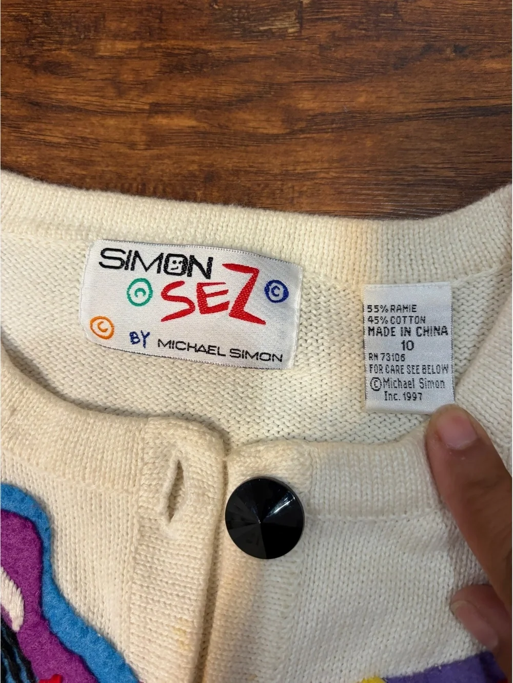 Vintage Simon Sez by Michael Simon instruments cardigan sz 10